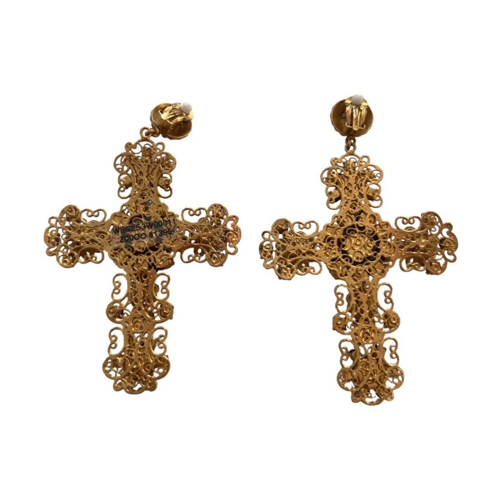 Dolce & Gabbana Gold and Black Cross Earrings - Picture 6 of 6
